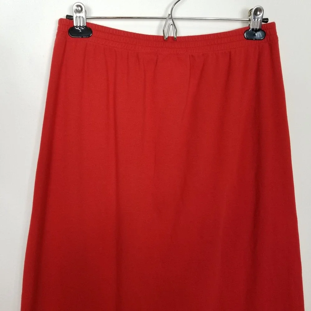 VTG Michael Simon Lite  Christmas Holiday Embroidered Skirt  L Red Elastic Waist